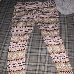 Leggings light brown an white n red very comfortable barley worn